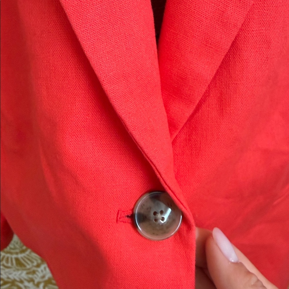 J. Crew Holland Linen-Blend One-Button Blazer in Flame Orange $178 Sz 22 - Picture 8 of 16